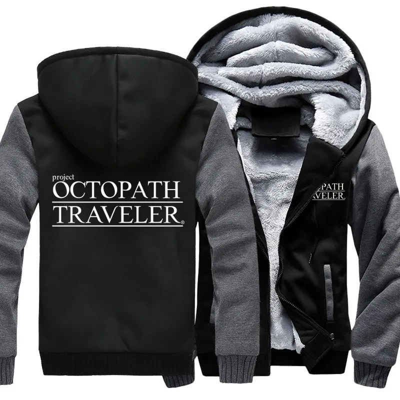 

US size Hoodies Men Women for Game Octopath Traveler Cosplay Coat Zipper Hoodie Fleece Thicken Jacket Sweatshirts