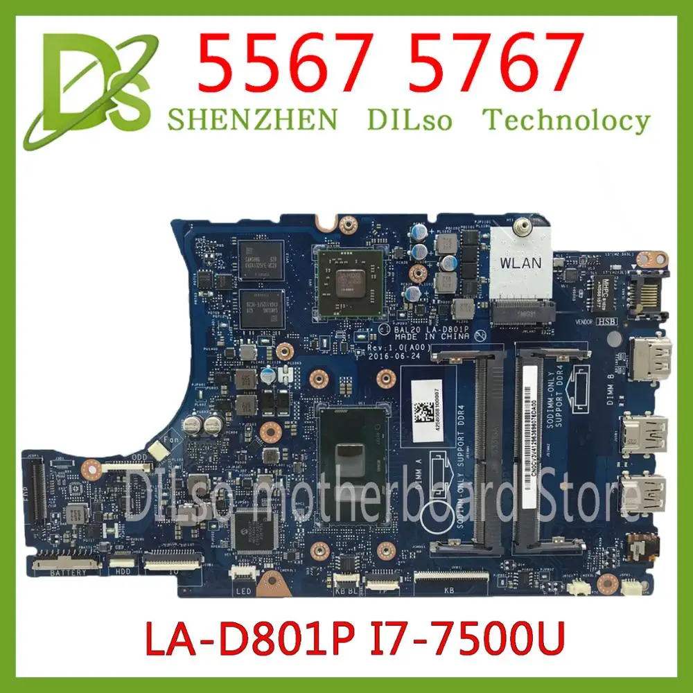 KEFU CN-0KFWK9 материнская плата для Dell Inspiron 5567 5767 ноутбука BAL20 LA-D801P i7-7500U R7 M440