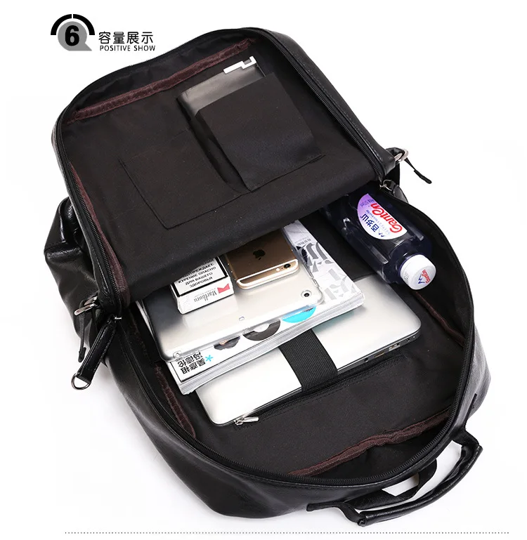 nova moda real natural couro estudante mochila