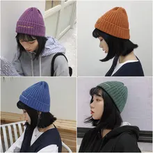 Зимние шапки с надписью шапка с вышивкой Женские однотонные теплые мягкие вязаные шапки Мужские Женские черепа вязанные крючком шапки-бини для девочек унисекс