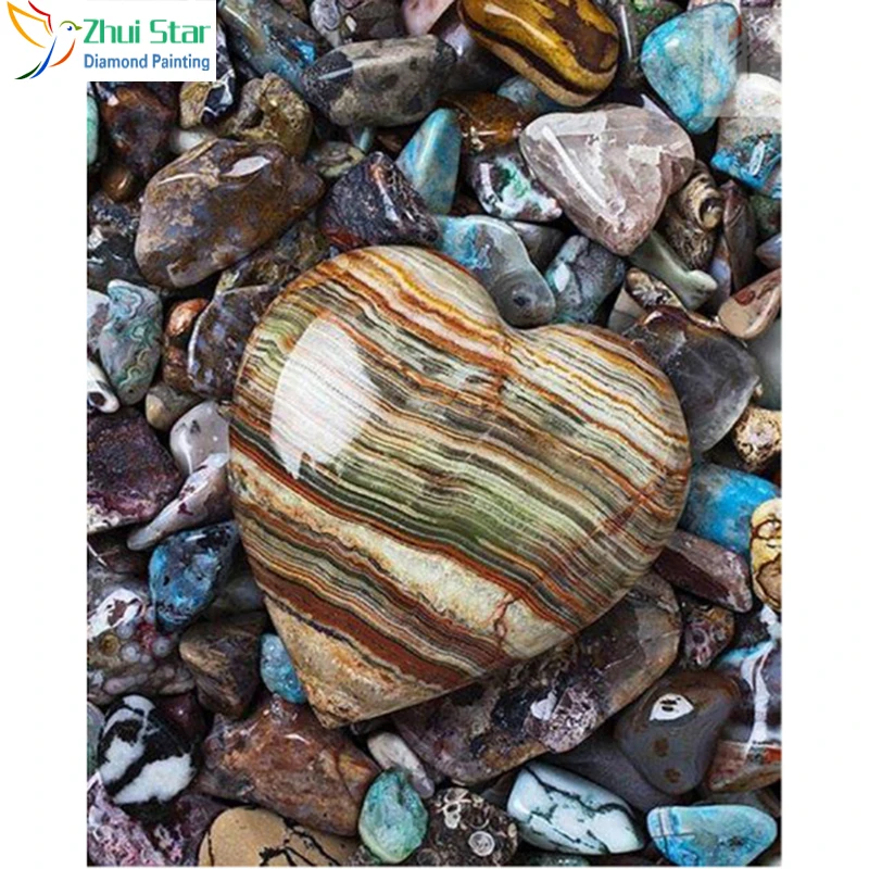 5D Diy Full Square Drill Diamond Painting Embroidery Heart-Shaped Stone Diamo B4