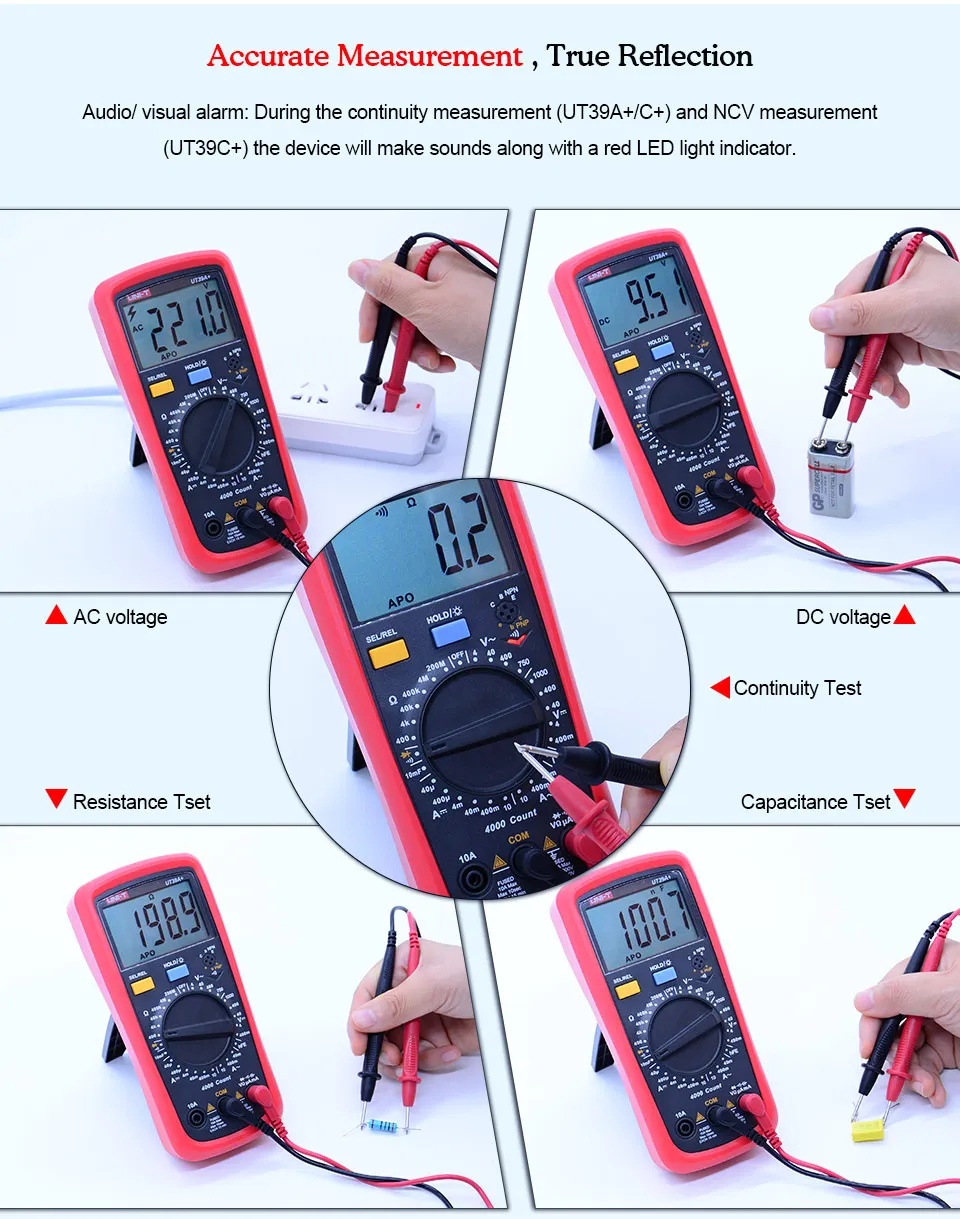 UNI-T UT39A +/C + VS UT39 серии цифровой мультиметр Авто диапазон с ЖК-дисплей подсветка, Удерживание данных мультиметр тестер