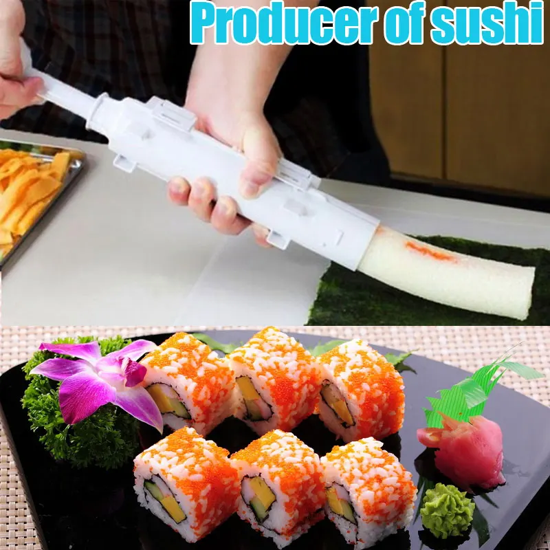 

Sushi Maker Tool Roll Meat Vegetables Bazooka Rice Mould DIY Sushis Mold Tube Roller Cooking Kitchen Gadgets 8 DC156