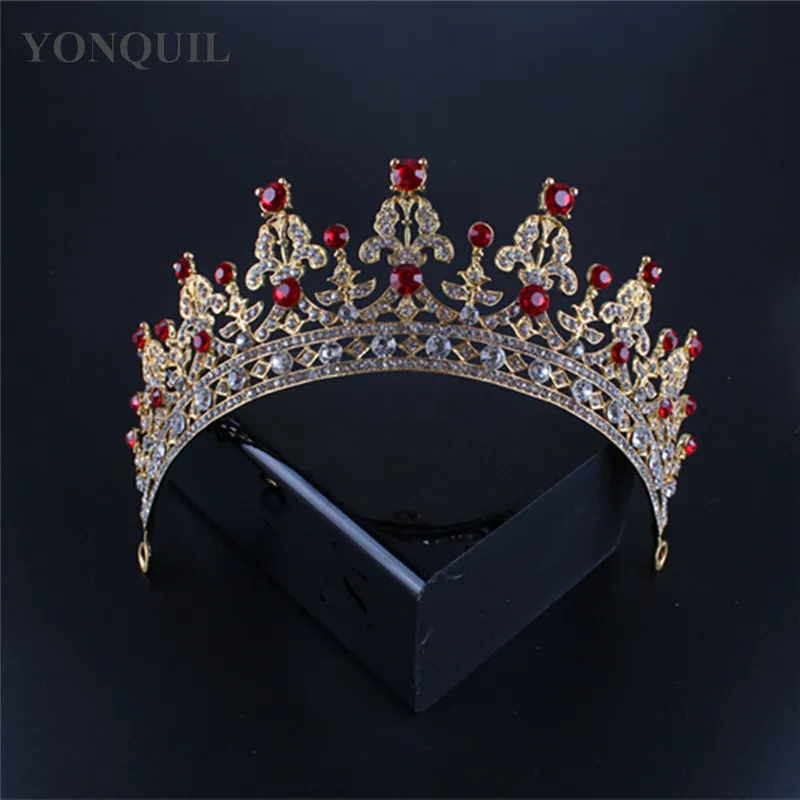 

Elegant Sparkly Red Crystal Rhinestone Crown Tiara Wedding Prom Bride's Headband wedding headband Free shipping 3pcs/lot MYQC007