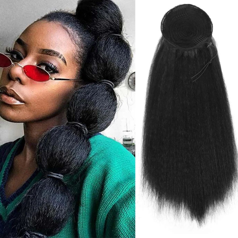 

High Puff Afro Kinky Straight Wig Bubble Ponytail 30inch Drawstring Pony Tail ClipIn On Synthetic Hair Bun Extensions