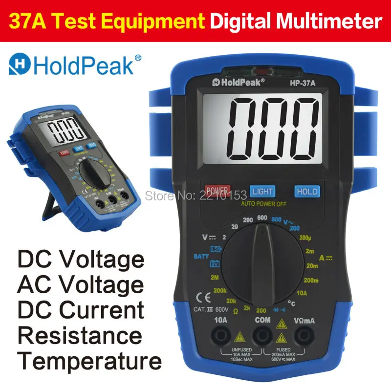 

HoldPeak 37A Test Equipment Digital Multimeter AC/DC Resistance Temperature measurement Auto Power Off