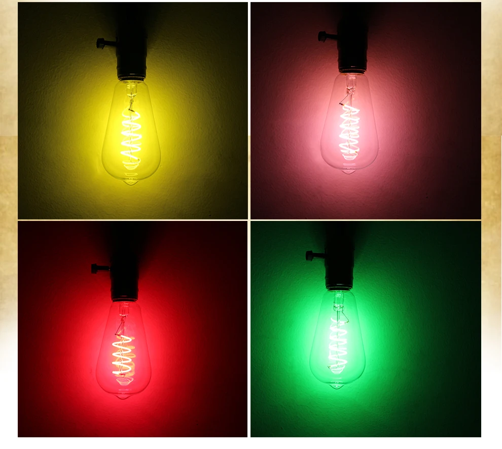 4 цвета светодиодный светильник Эдисона 4 Вт E27 AC220V ST64 красочный винтажный светодиодный светильник романтические огни для украшения дома, свадьбы
