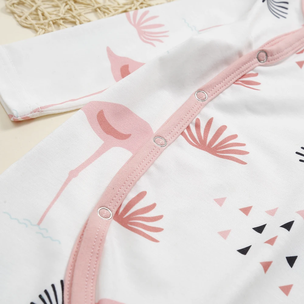 Newborn Baby Cotton Sleepwear Romper Toddler Infant Unisex Baby Kids Long Sleeve Cartoon Flamingo Pajamas Robes Night Clothes