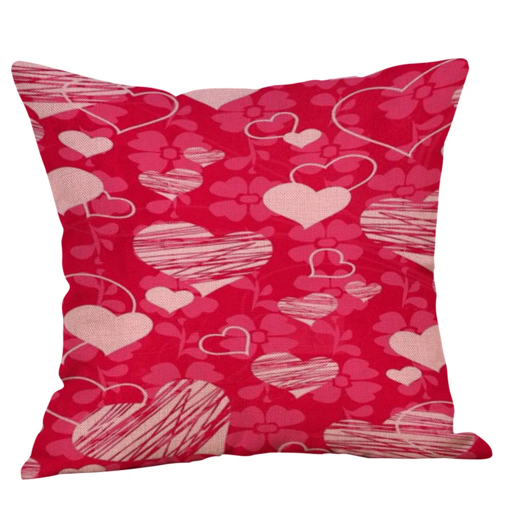 Happy Valentine's Day Throw Pillow Case Sweet Love Square Cushion Cover