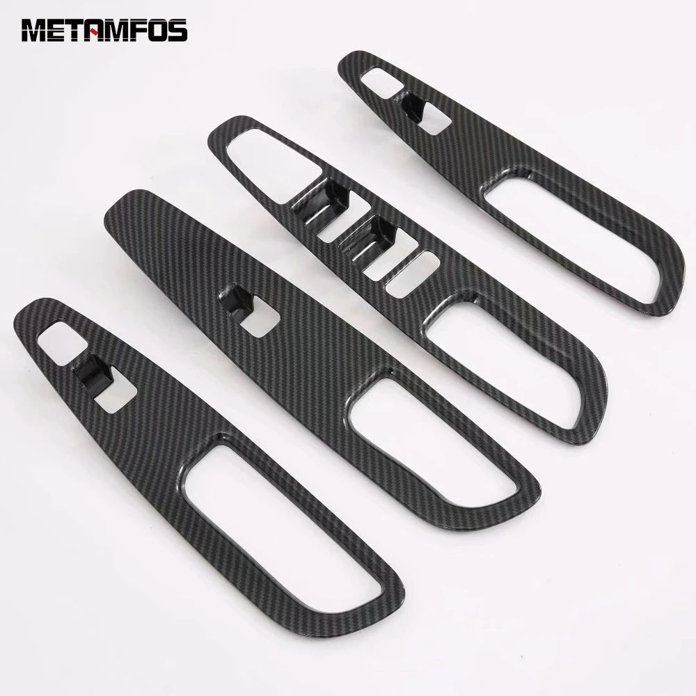 

Accessories For Hyundai Santa Fe 2019 2020 Interior Carbon Fiber Window Lift Switch Cover Trim Inside Armrest Frame Car Styling