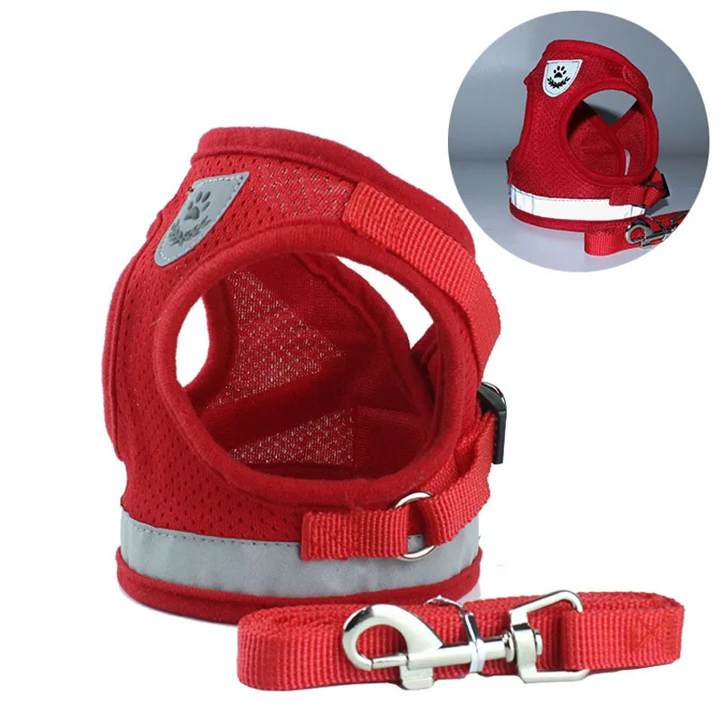 

Breathable Mesh Small Dog Pet Harness and Leash Set Puppy Cat Vest Harness Collar for Chihuahua Pug Bulldog Cat Arnes Perro 25