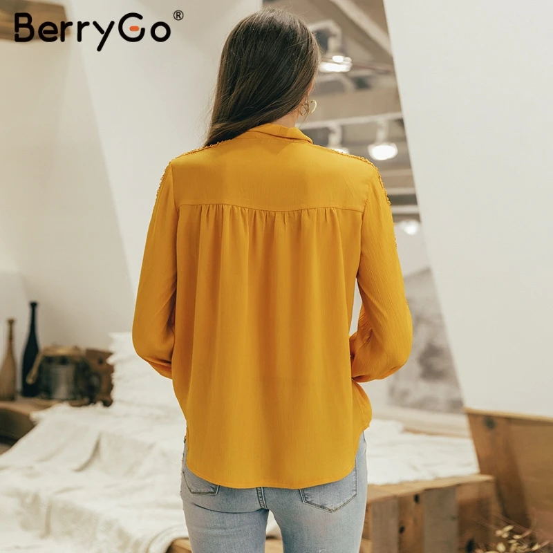 Женская блузка с длинным рукавом BerryGo летняя и весенняя Блузка вырезом