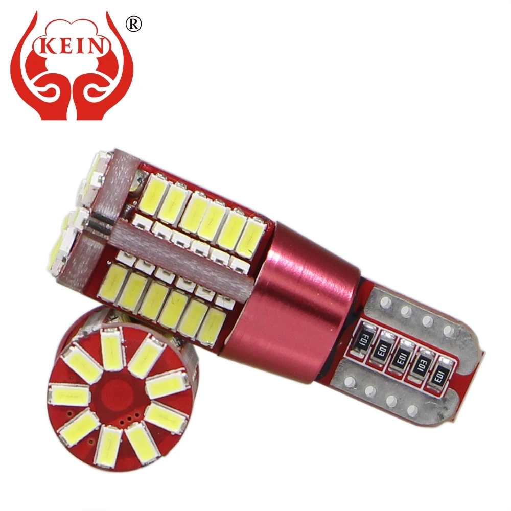 

KEIN 2PCS w5w led t10 194 57smd 3014 t10 led bulb light auto side wedge reading dome interior lamp vehicle car styling 12V white