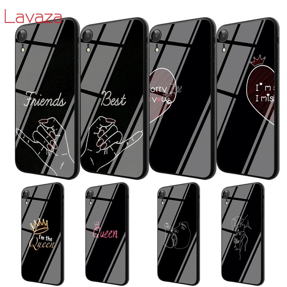 Чехол из закаленного стекла для влюбленных пар Lavaza T23 чехол ТПУ iPhone 6 6S 7 8 Plus 5 SE XR X XS