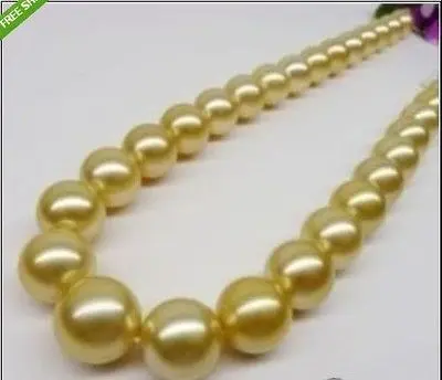 

FREE SHIPPINGHUGE 11-12MM SOUTH SEA NATURAL GOLD PEARL NECKLACE 14KGP 18