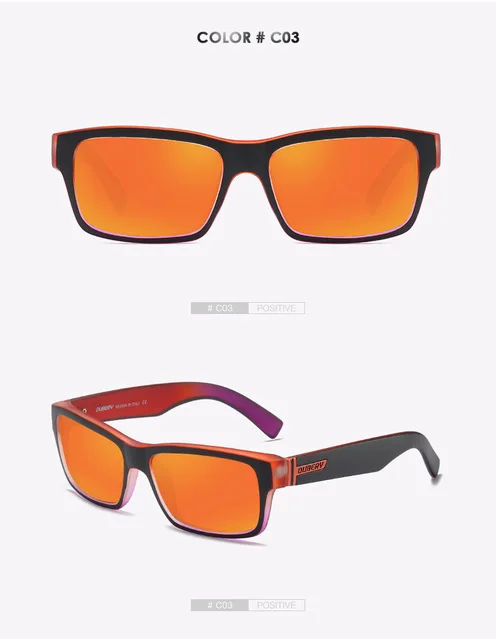 DUBERY Винтаж солнцезащитные очки поляризованные Для мужчин-солнцезащитные очки для мужчин площадь Оттенки для вождения черные летние Óculos Мужской 8 цветов Модель 189 - Цвет линз: 3