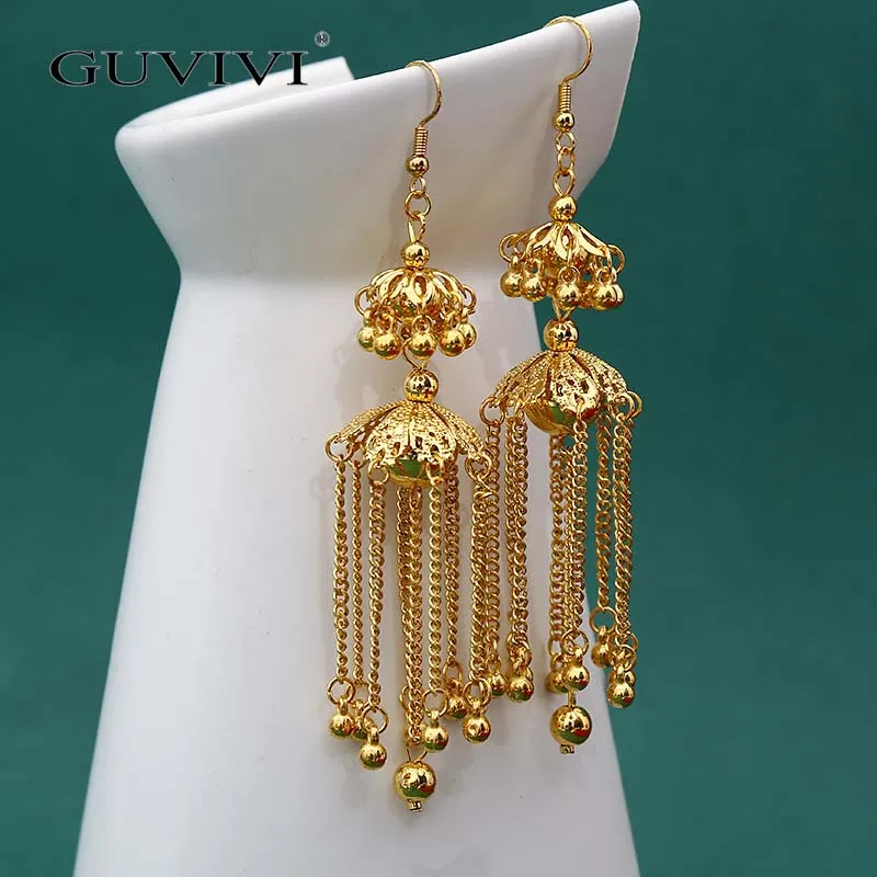 

Guvivi New Long Jhumka Earrings for Women Indian Jewelry Ethnic Copper Hanging Dangle Pendientes Boho Earrings Accessories Gifts