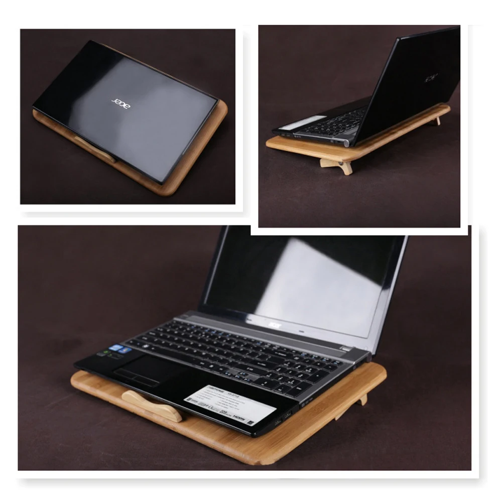 14 15,6 17 дюймов ноутбук бамбуковый деревянный кулер основание радиатор кронштейн с двойным вентилятором охлаждающая подставка для Macbook Air Pro Dell hp