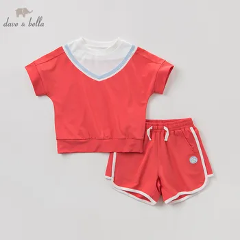 

DBK9759 Dave bella summer baby girls clothing sets children lovely solid suits toddler infant clothes girls outfit