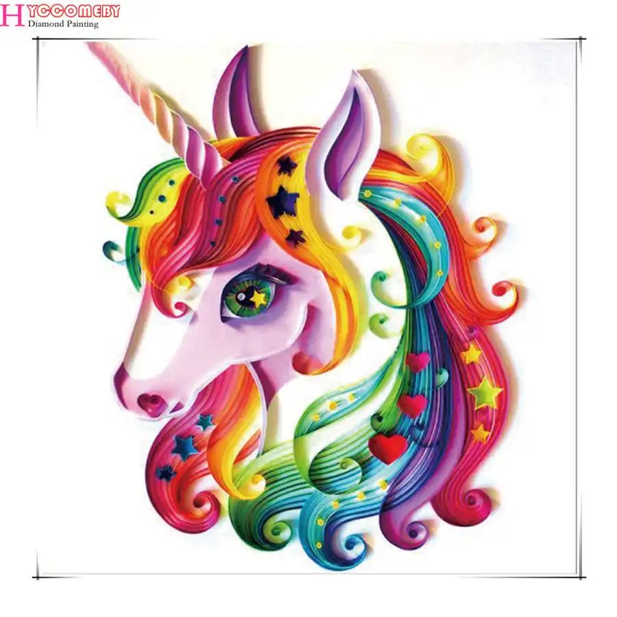 5d Diy Elmas Boyama Tam Dereotu Kare Karikatur Hayvan Unicorn