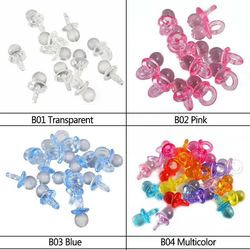 50 шт., 2,2 см, мини-пустышки, прозрачные акриловые украшения, свободные спейсеры, соска-подвеска, подвески для детского душа, вечерние украшения, Свадебный декор