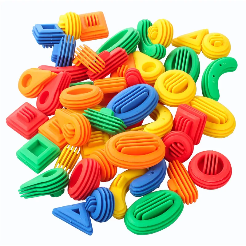 50pcs Kids Funny Plastic Building Blocks Educational Toys For Children 3D Construction Toy Baby DIY Bullet Design Funny Bricks