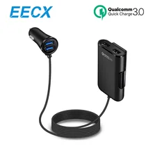 Автомобильное зарядное устройство Quick Charge 3,0, зарядный адаптер для телефона, концентратор, 4 порта, USB, удлиняющая пассажирская Зарядка для iPhone, samsung, huawei, Xiaomi