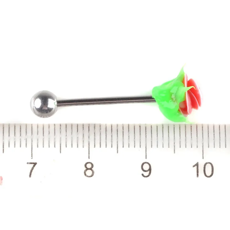 1 шт силиконовые кольца в виде цветка розы для языка, индивидуальная штанга Из Нержавеющей Стали, серьги для пирсинга пупка, ювелирные изделия для тела - Окраска металла: J