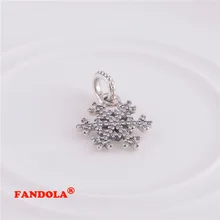 Подходит для Pandora шармы браслеты Снежинка бусины с прозрачным кубическим цирконием 925 стерлингового серебра ювелирные изделия