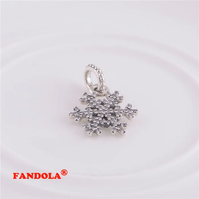 

Fits for Pandora Charms Bracelets Snowflake Beads with Clear Cubic Zirconia 925 Sterling Silver Jewelry Free Shipping