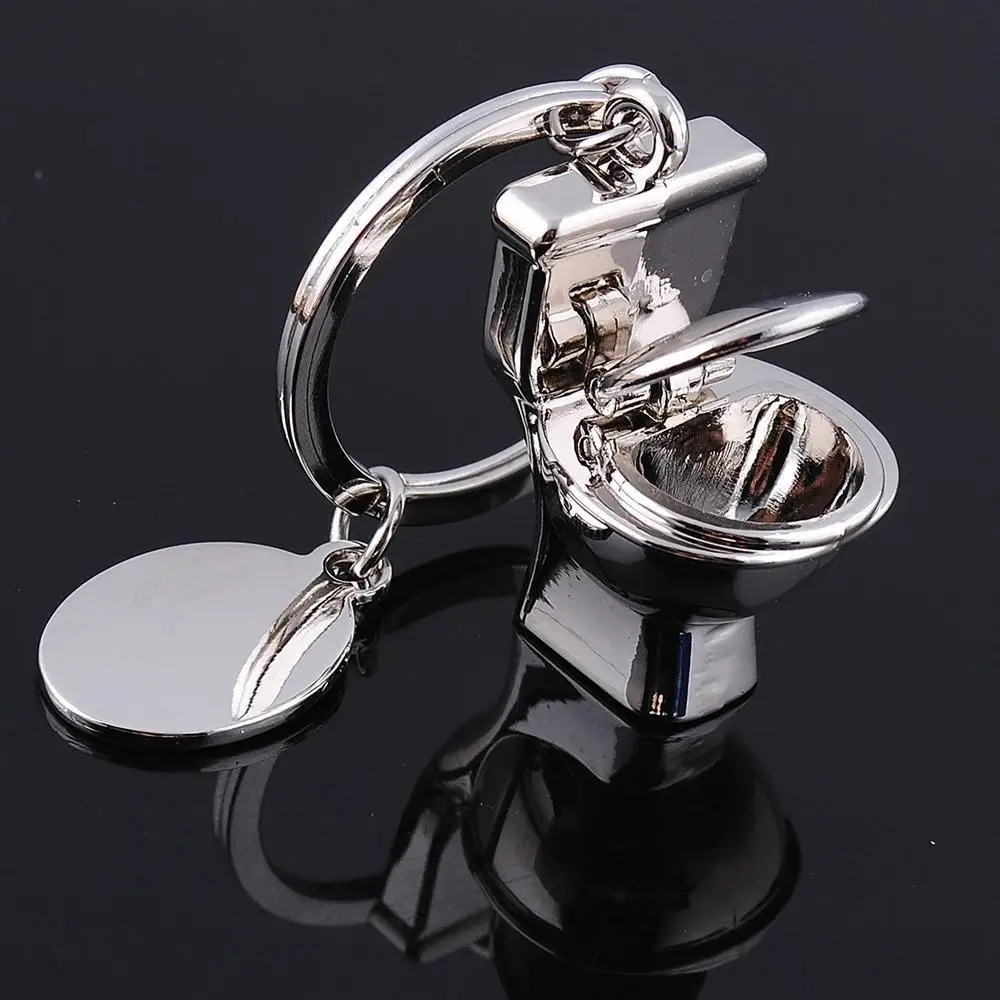 Mini Toilet Keychains Keyrings Purse Bag Car Key Chains Silver Toilet