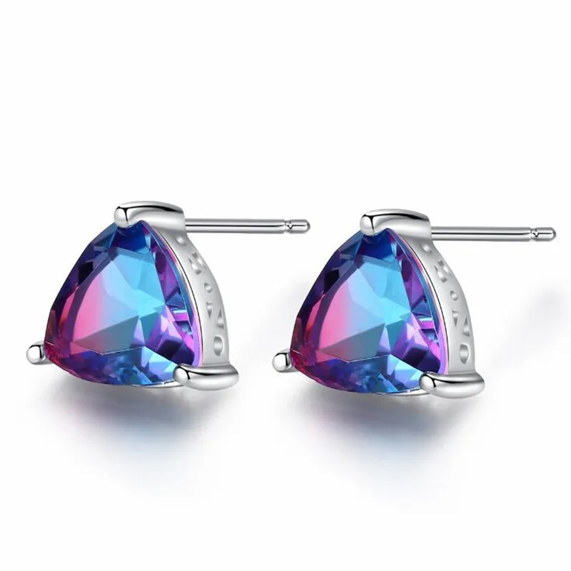 1.6ct Мистик Радуга Топаз Серьги гвоздики для женщин 925 стерлингового серебра