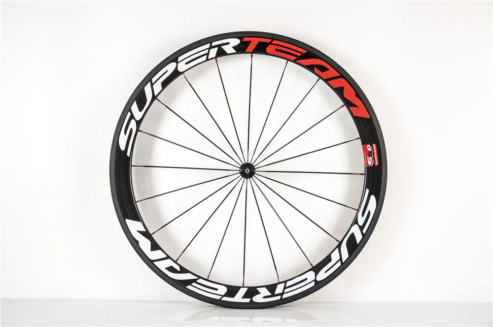 Clearance New arrival R36 hub Super Team 50mm Red White full carbon fiber road bike wheelset matte finish 3k 700C wheels 5