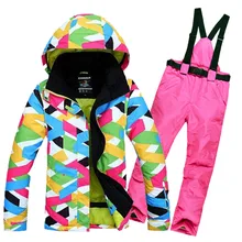 Хорошее качество, Женская лыжная куртка+ штаны, лыжный костюм для женщин, женский зимний костюм для кемпинга, сноубординга, куртка и штаны