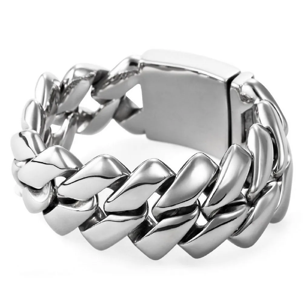 Motorcycle Mens Chain Link Bracelet Classical Sliver White Link The Man