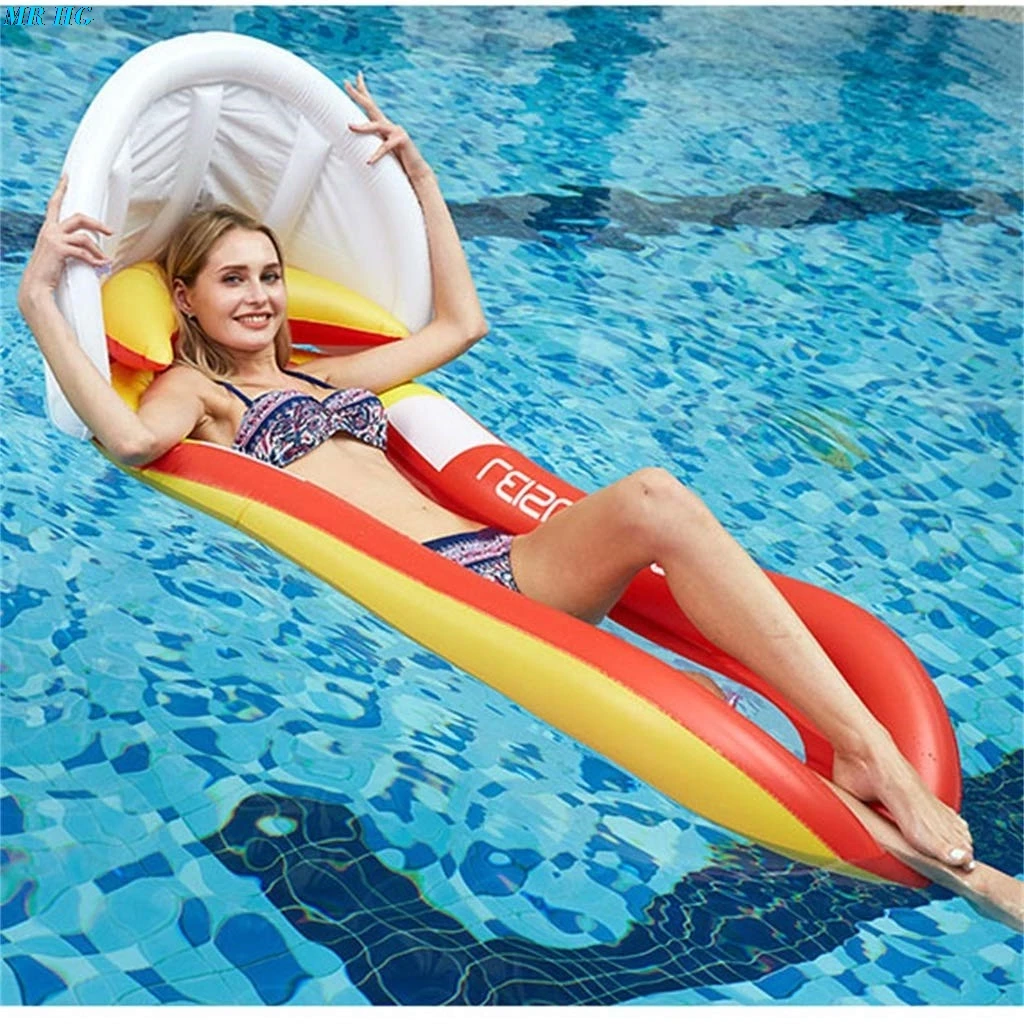 

Sunshade Floating Bed PVC Collapsible Recliner Outdoor Water Hammock Backrest Mesh Lounger Float Rafts Foldable Inflatable Shed