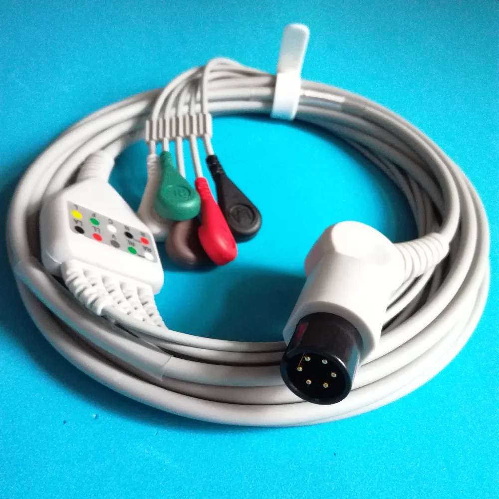 

One-piece ECG cable with 5leads SNAP compatible for GMI G2A G3C G3D G3F G3G G3H G3L G3N G9L