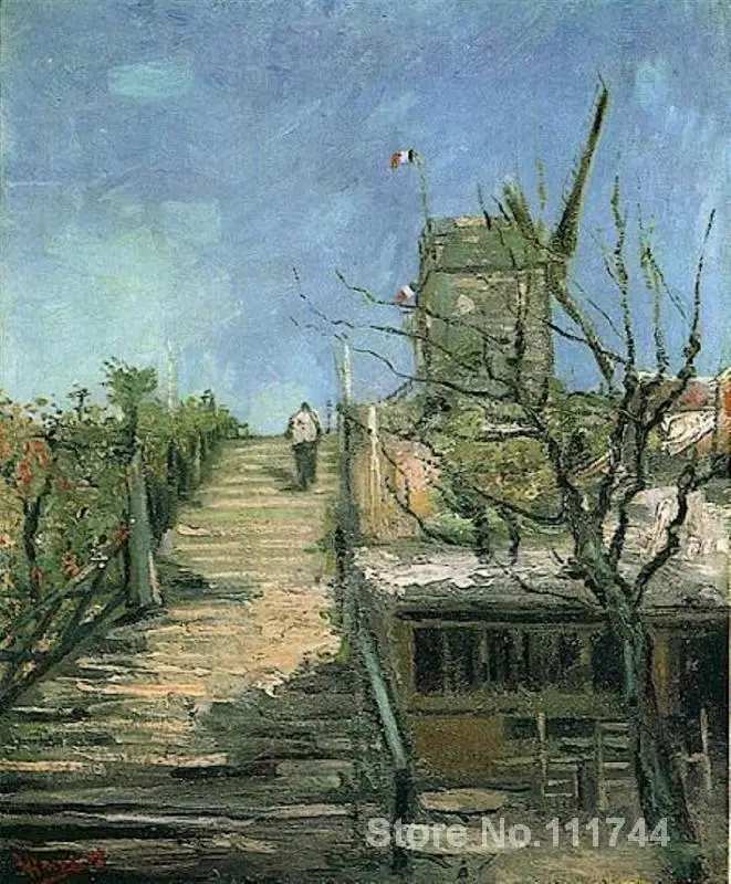 

Wall art Windmill on Montmartre by Vincent Van Gogh paintings on canvas Handmade High quality