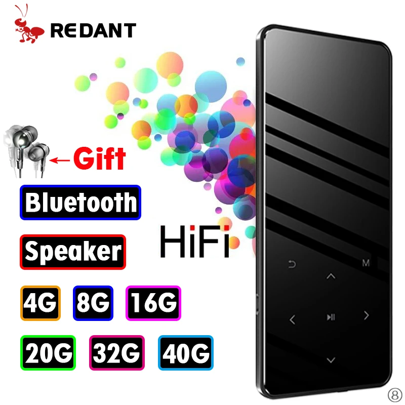 Mp3-плеер с bluetooth встроенным динамиком сенсорные клавиши hifi Музыка fm радио hi fi плеер mp 3 плеер 4g 8gb 16gb 32gb walkman sd