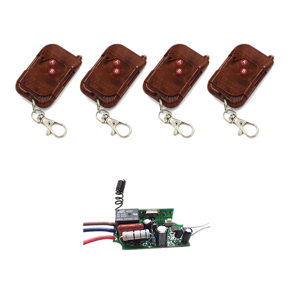 Top Selling Wireless Intelligent Manual Remote Control Switch 4*Peach Transmitters with 2 Button and Receiver AC220V 315/433MHZ