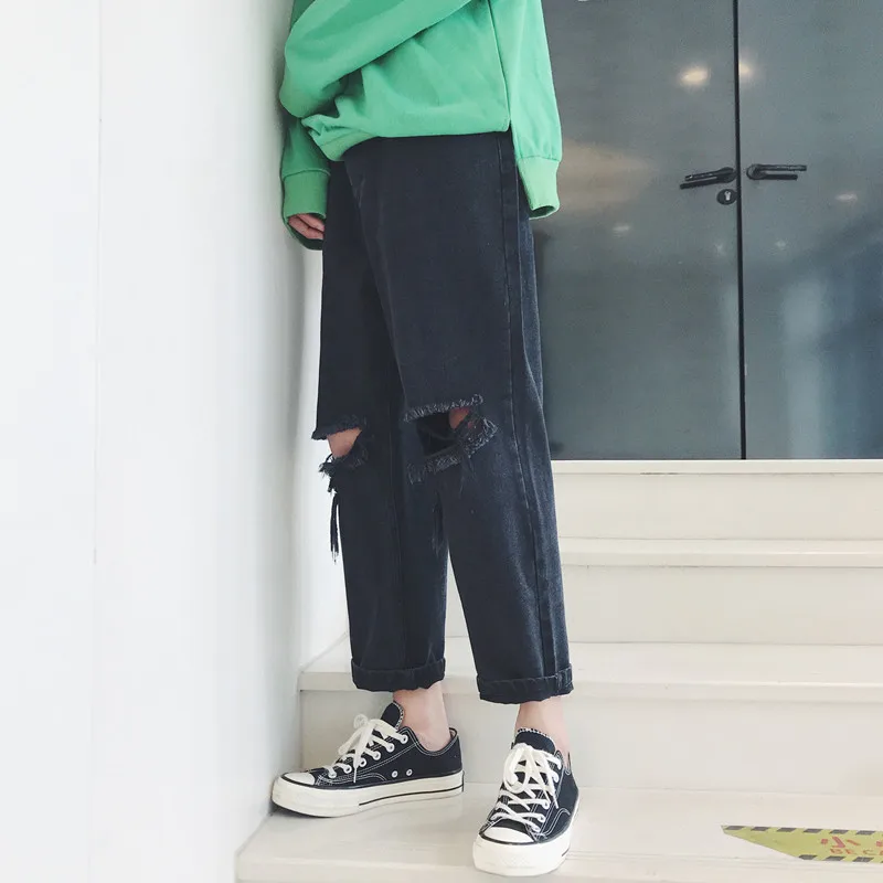 

Fashion Casual Men's Jeans Spring And Autumn New M-2XL Solid Color Loose Straight Pants Black Personality Youth Popular