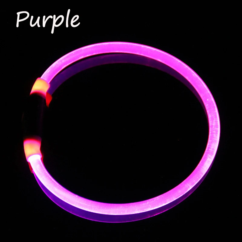 Светодиодный светящийся ошейник для домашних животных, кошек, собак, ночной Безопасный светодиодный ошейник для собак - Цвет: Фиолетовый