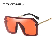 Новинка, негабаритные цельные Квадратные Солнцезащитные очки без оправы для женщин и мужчин, люксовый бренд, плоский верх, интегрированные зеркальные солнцезащитные очки для женщин