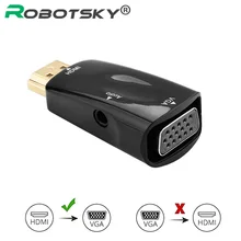 HDMI to VGA Adapter for Xbox360 PS3 PS4 PC Laptop TV Box Projector Audio Cable Converter Male to Female Support HD 1080P
