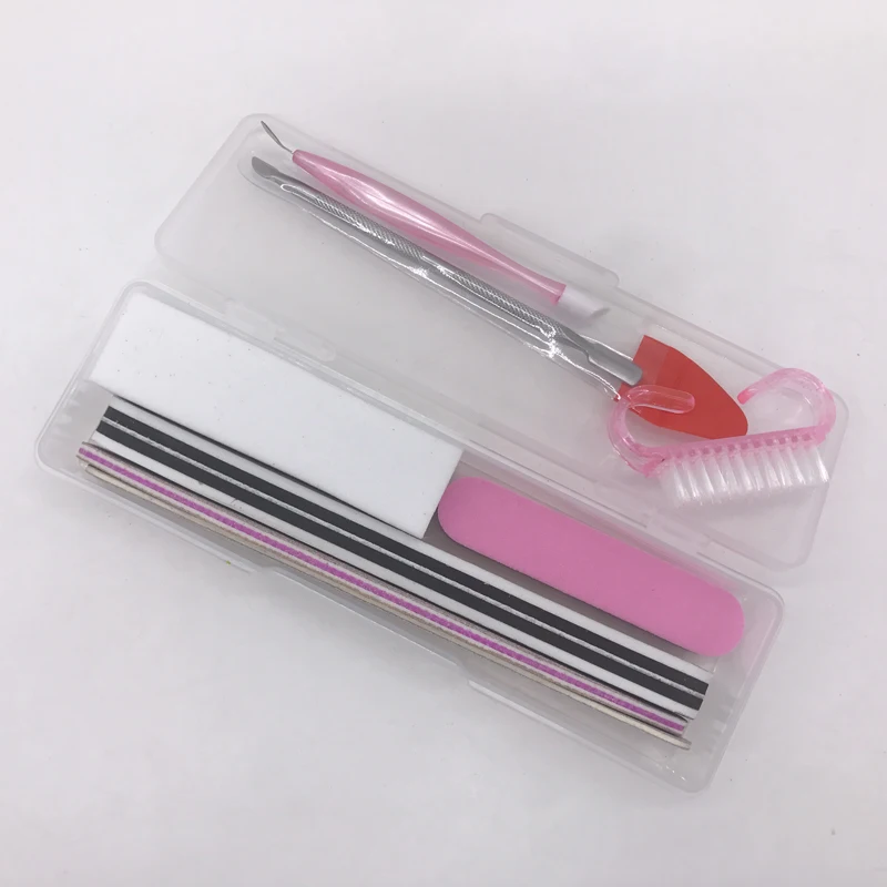 

8pcs/lot Nail Art Tools Nail Files Brush Buffer Block Cuticle Pusher Dead Skin With Box Pilosh Acryl Nail Kit Professionele Set