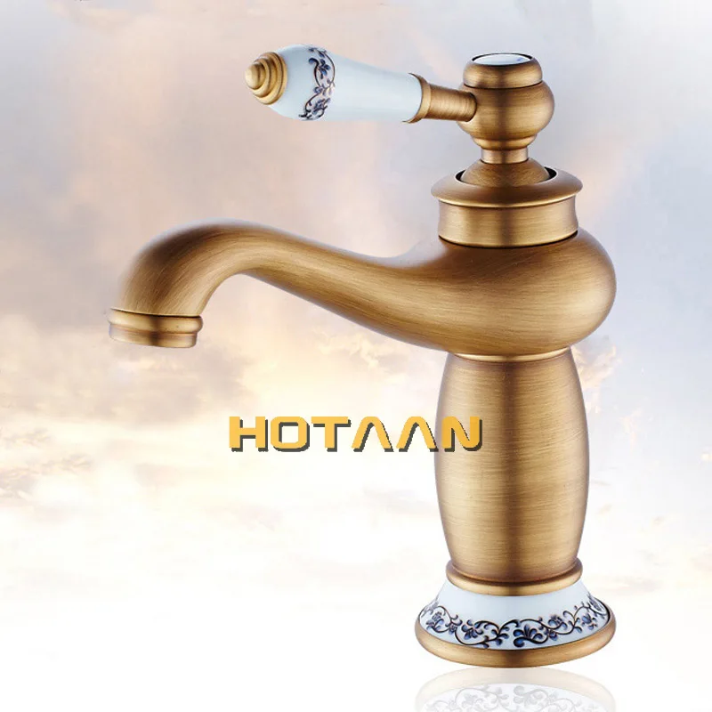 Bathroom Faucet Antique Bronze Finish Brass Basin Sink Faucet Single Handle Mixer Hot and Cold Lavatory Water Taps basin faucet,bathroom faucet