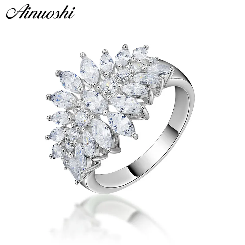 

AINUOSHI Fashion 925 Sterling Silver Women Wedding Engagement Exaggerate Rings Anniversary Original Rings anillos de animales