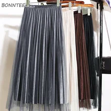 Юбки Женские зимние плюс бархатные элегантные двухсторонние с высокой талией женские s юбки студенческие женские модные милые корейский стиль
