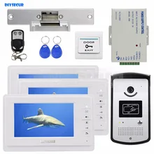 DIYSECUR Video Door Phone Video Intercom Doorbell Camera Monitor Electric Strike Lock RFID Keyfobs 1v3
