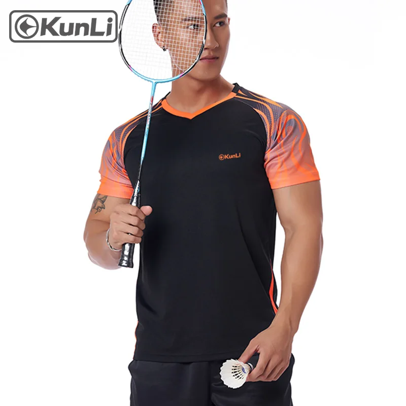 Kunli short tennis shirt men outdoor sports badminton clothing running clothing T-shirt basketball Volleyball shirt